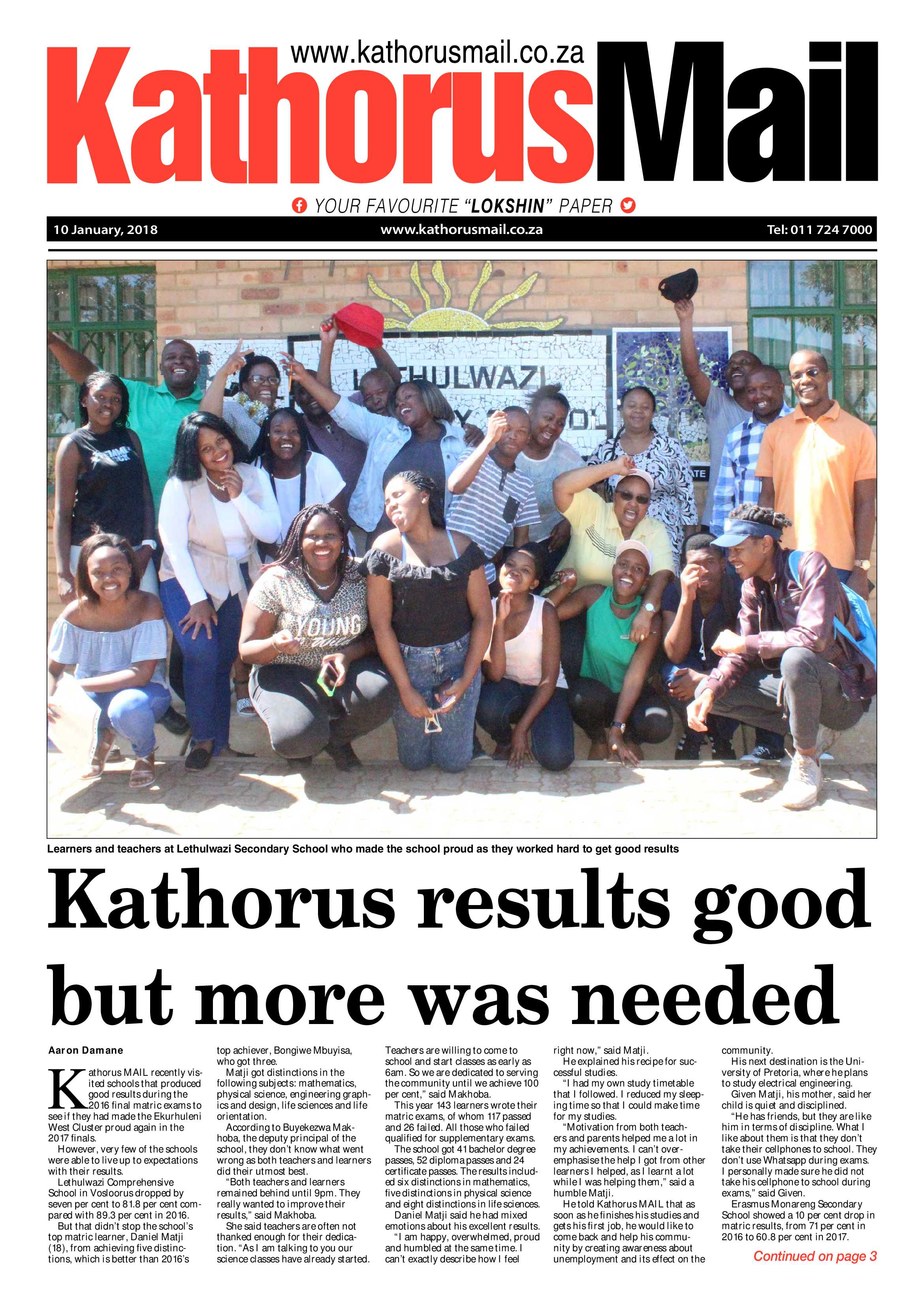 Kathorus Mail 10 January 2018 page 1