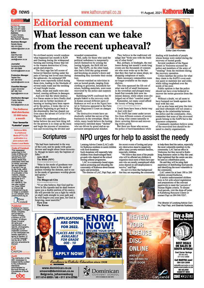 Kathorus Mail 11 August 2021 page 2