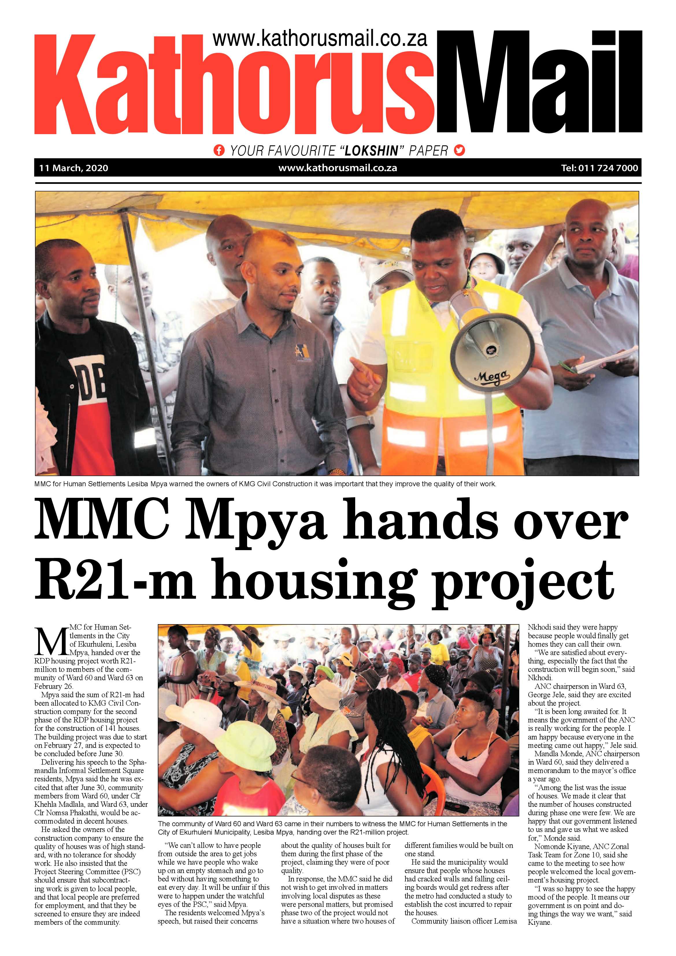 Kathorus Mail 11 March 2020 page 1