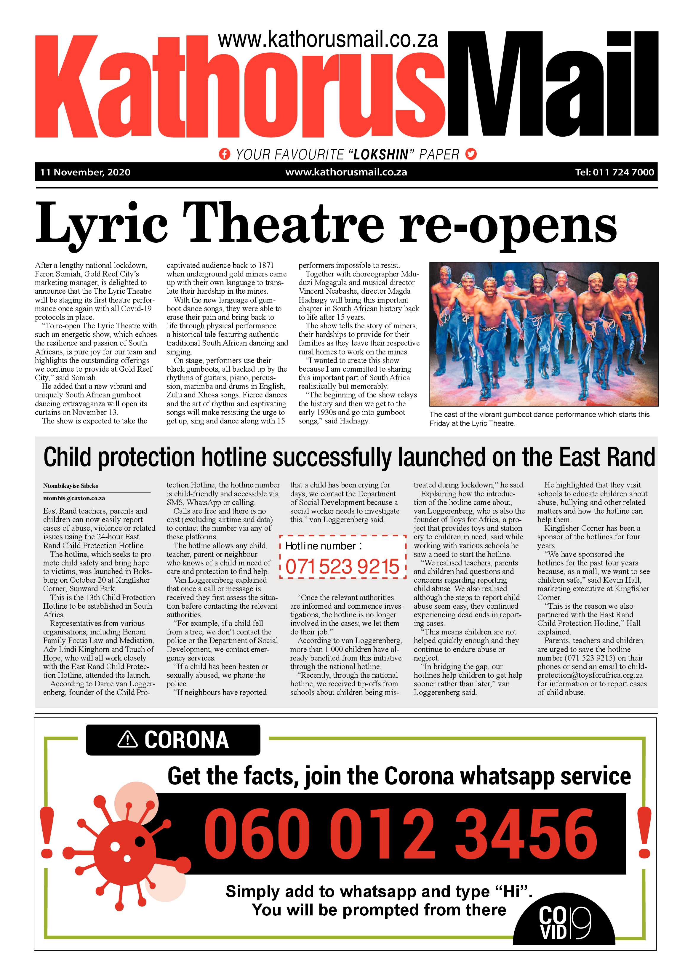 Kathorus Mail 11 November 2020 page 1