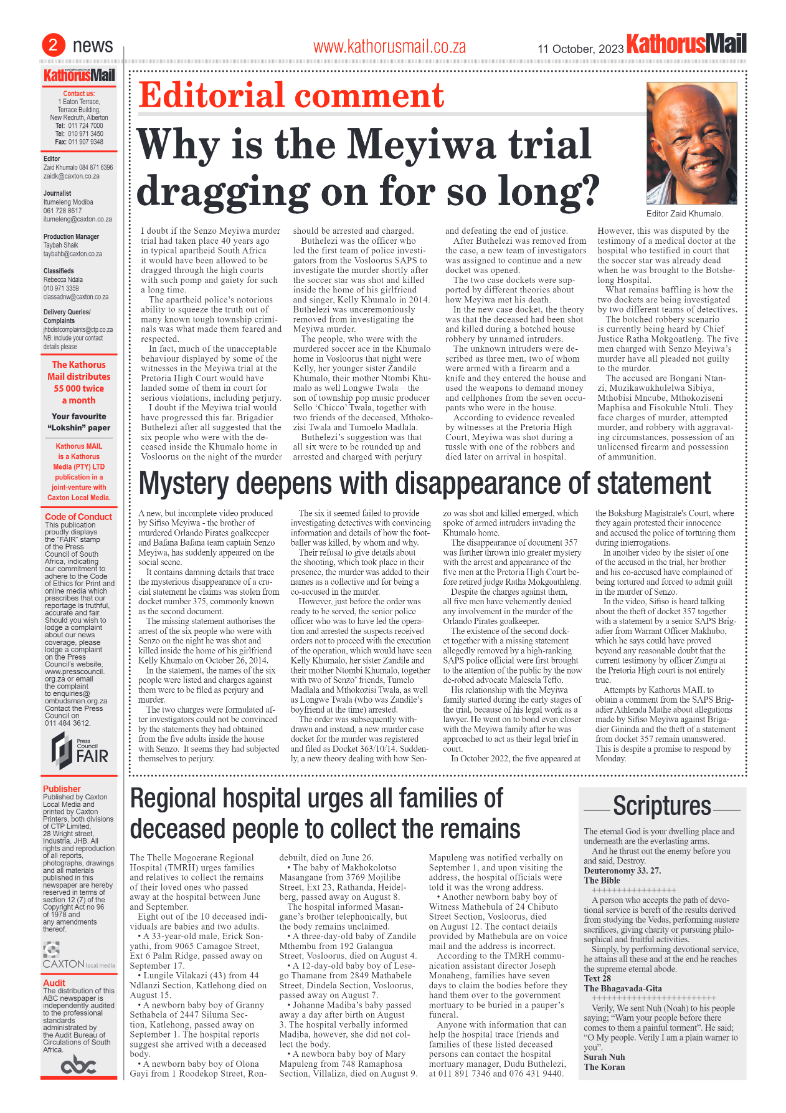 Kathorus Mail 11 October 2023 page 2