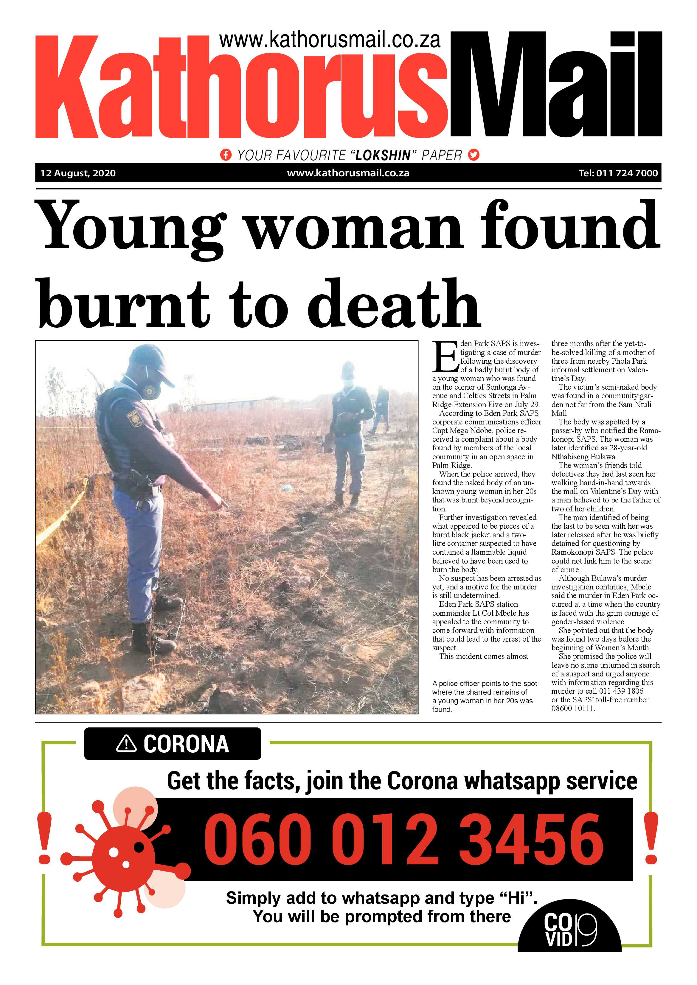 Kathorus Mail 12 August 2020 page 1