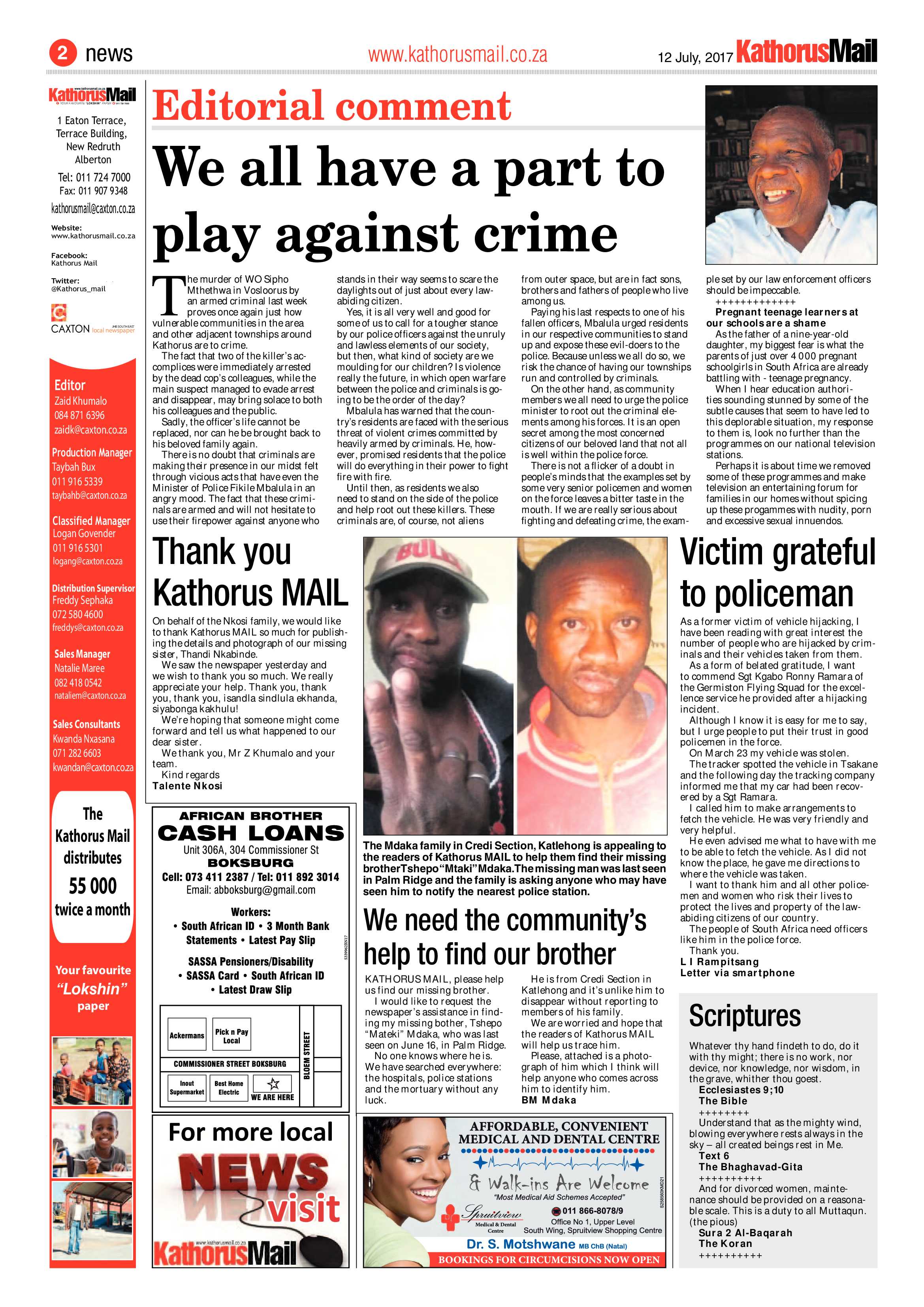 Kathorus Mail 12 July 2017 page 2