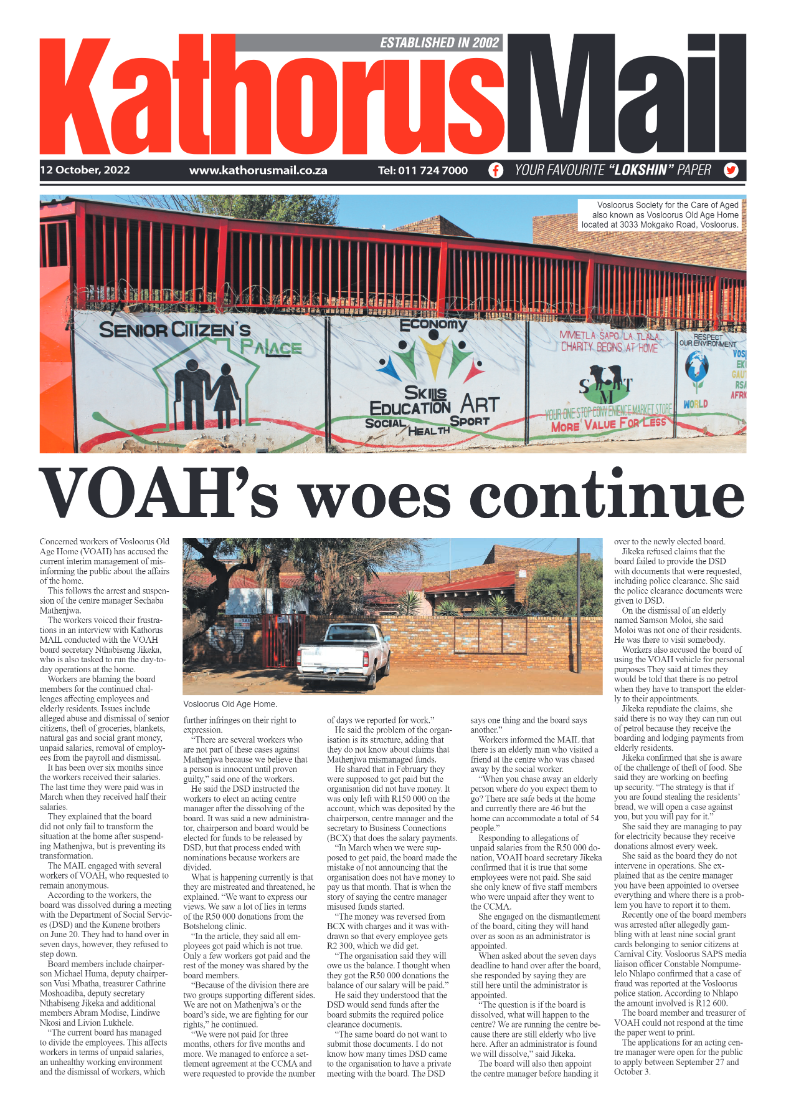 Kathorus Mail 12 Oct 2022 page 1