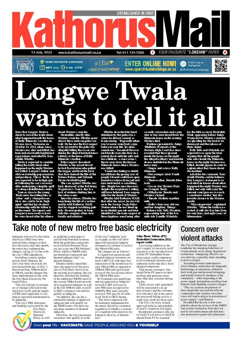 Kathorus Mail 13 July 2022 page 1