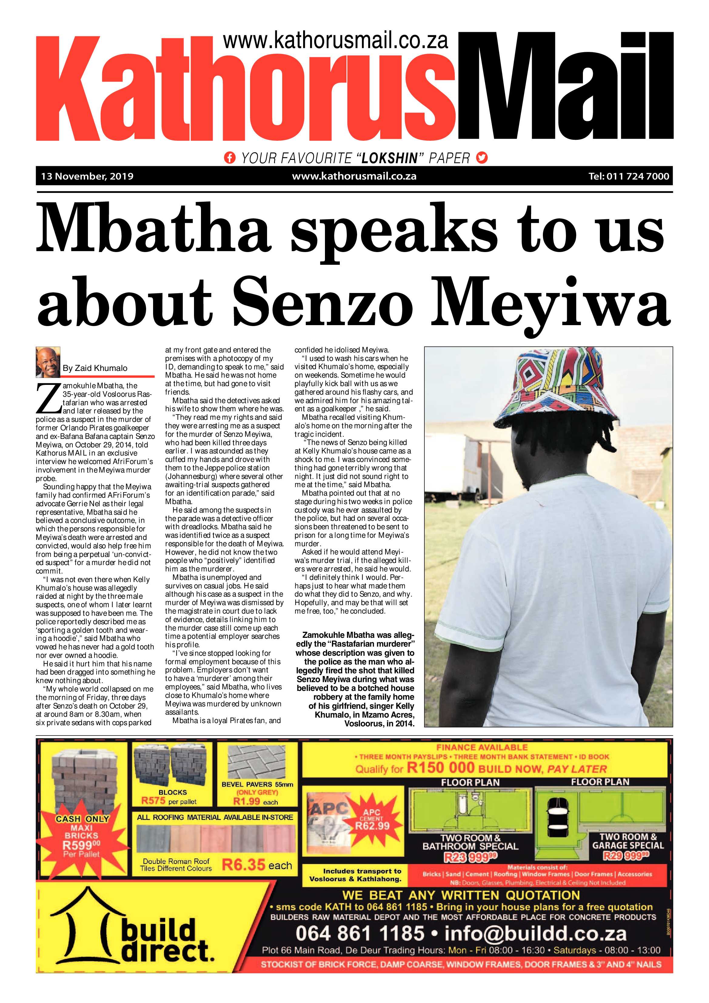 Kathorus Mail 13 November 2019 page 1