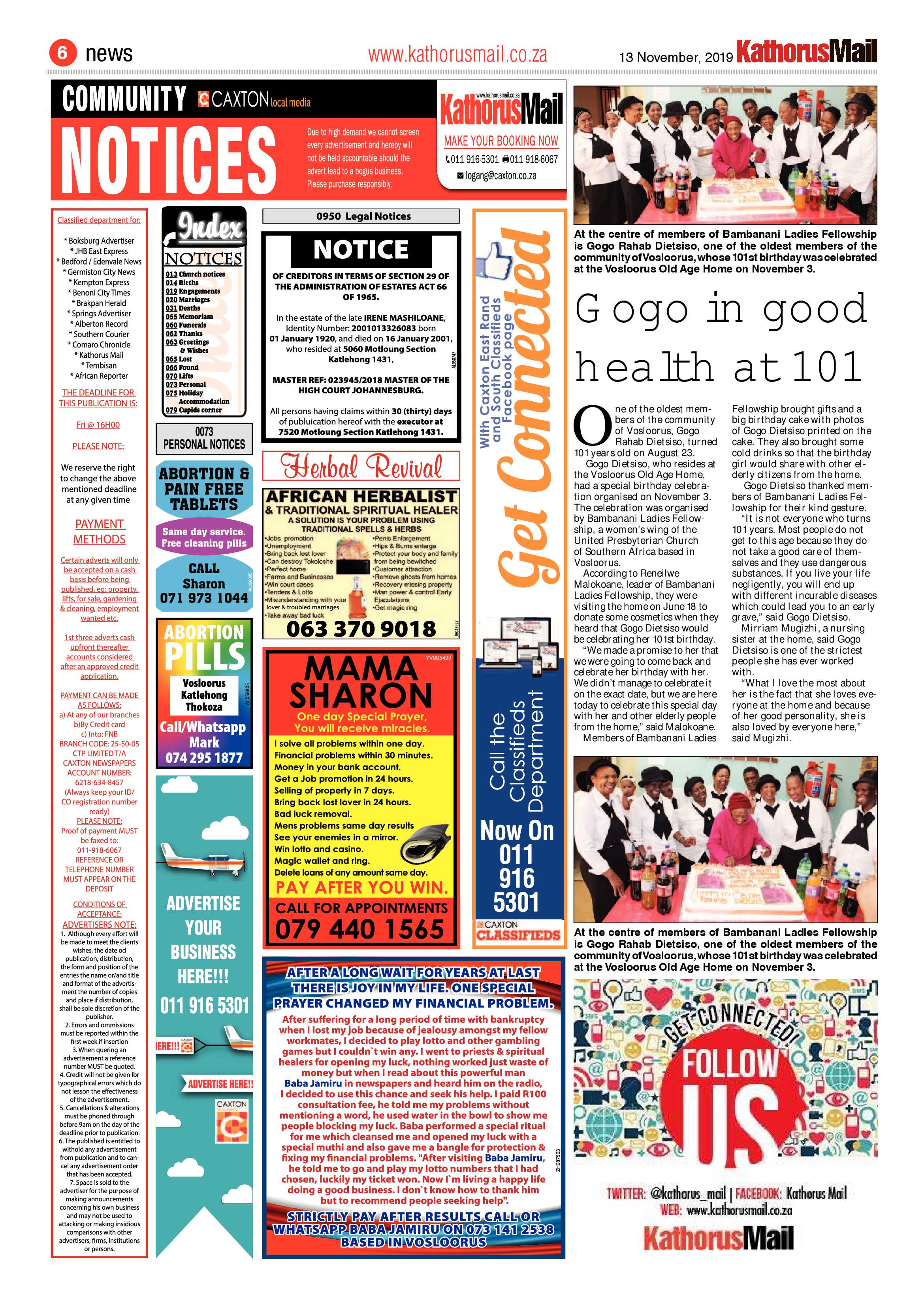 Kathorus Mail 13 November 2019 page 6