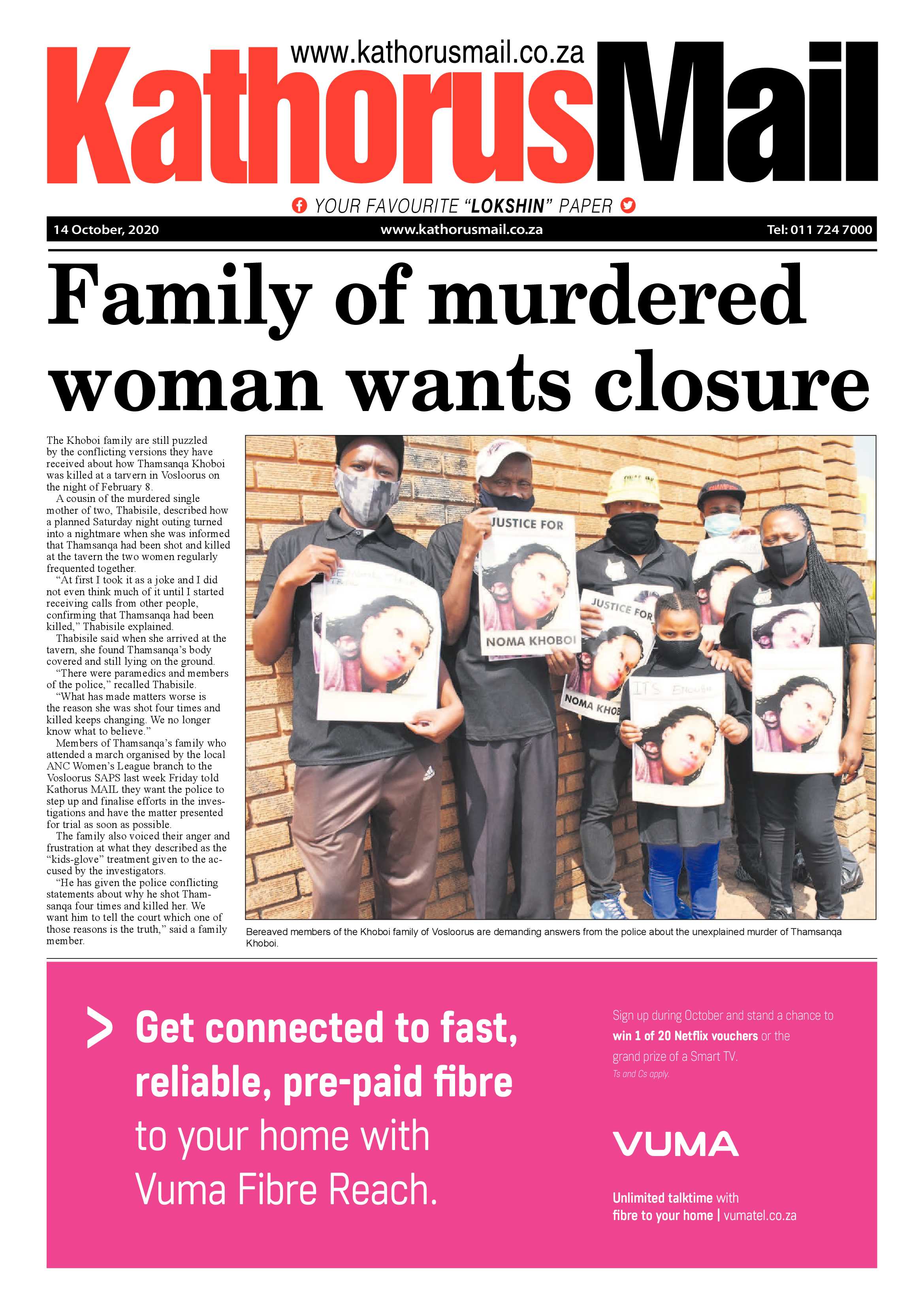 Kathorus Mail 14 October 2020 page 1