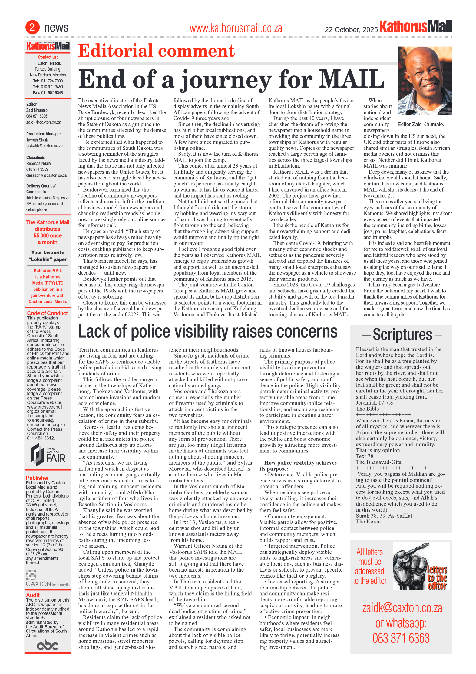 Kathorus Mail 22 October 2025 page 2