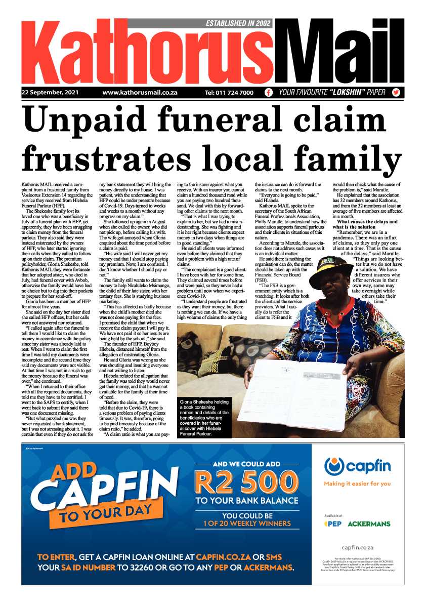 Kathorus Mail 22 September 2021 page 1