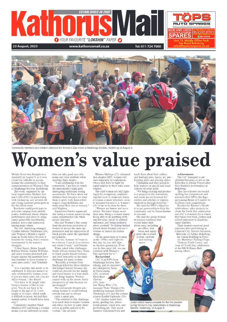 Kathorus Mail 23 August 2023 page 1