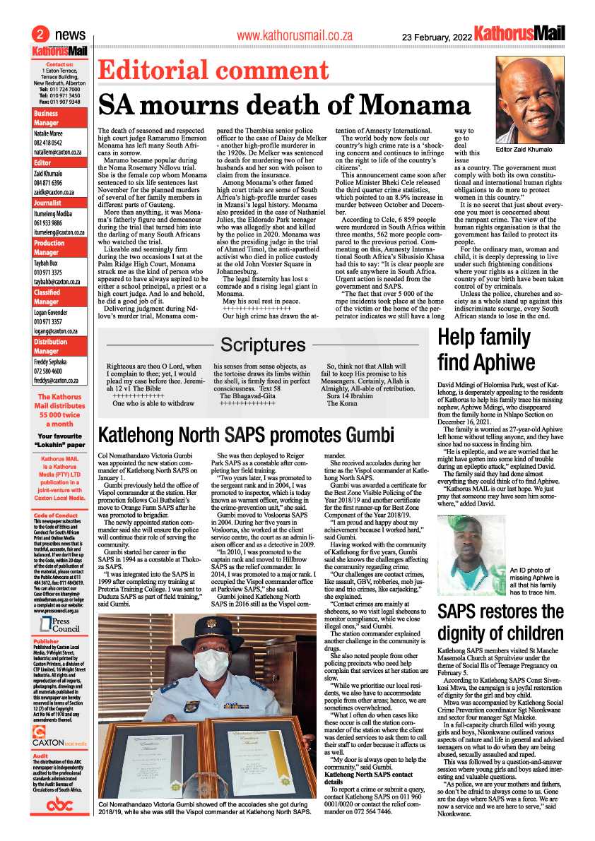 Kathorus Mail 23 February 2022 page 2