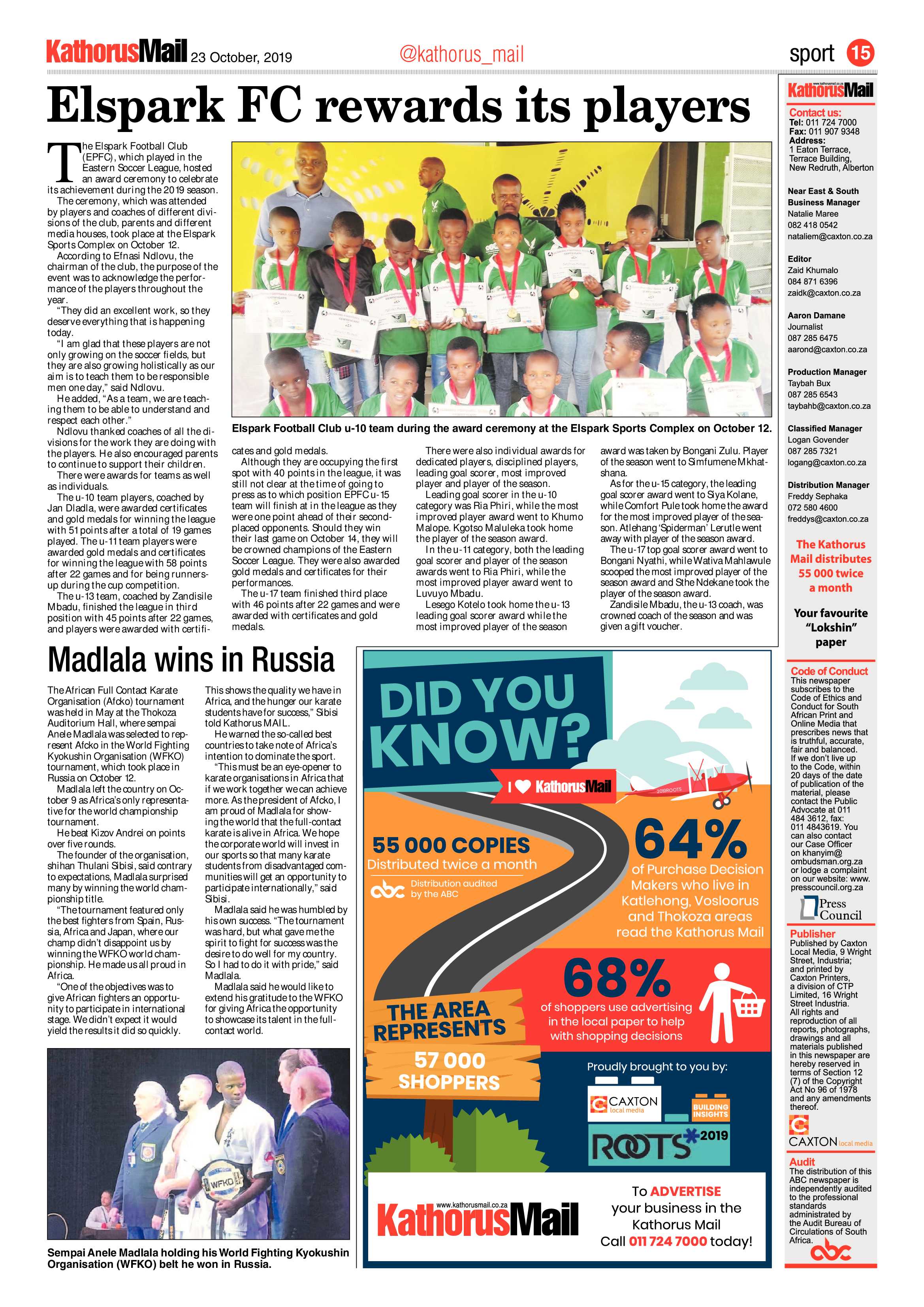 Kathorus Mail 23 October 2019 page 15