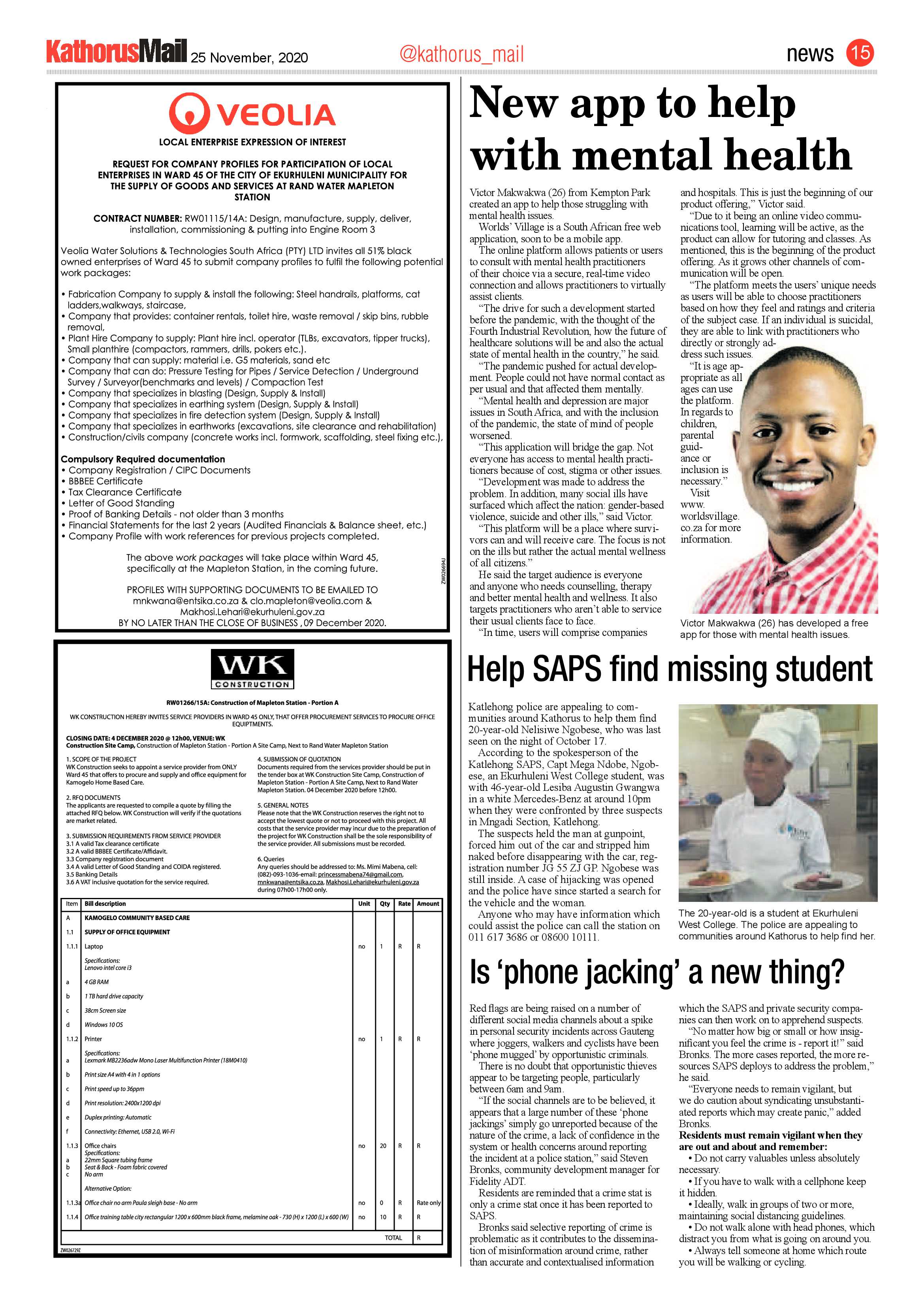 Kathorus Mail 25 November 2020 page 15