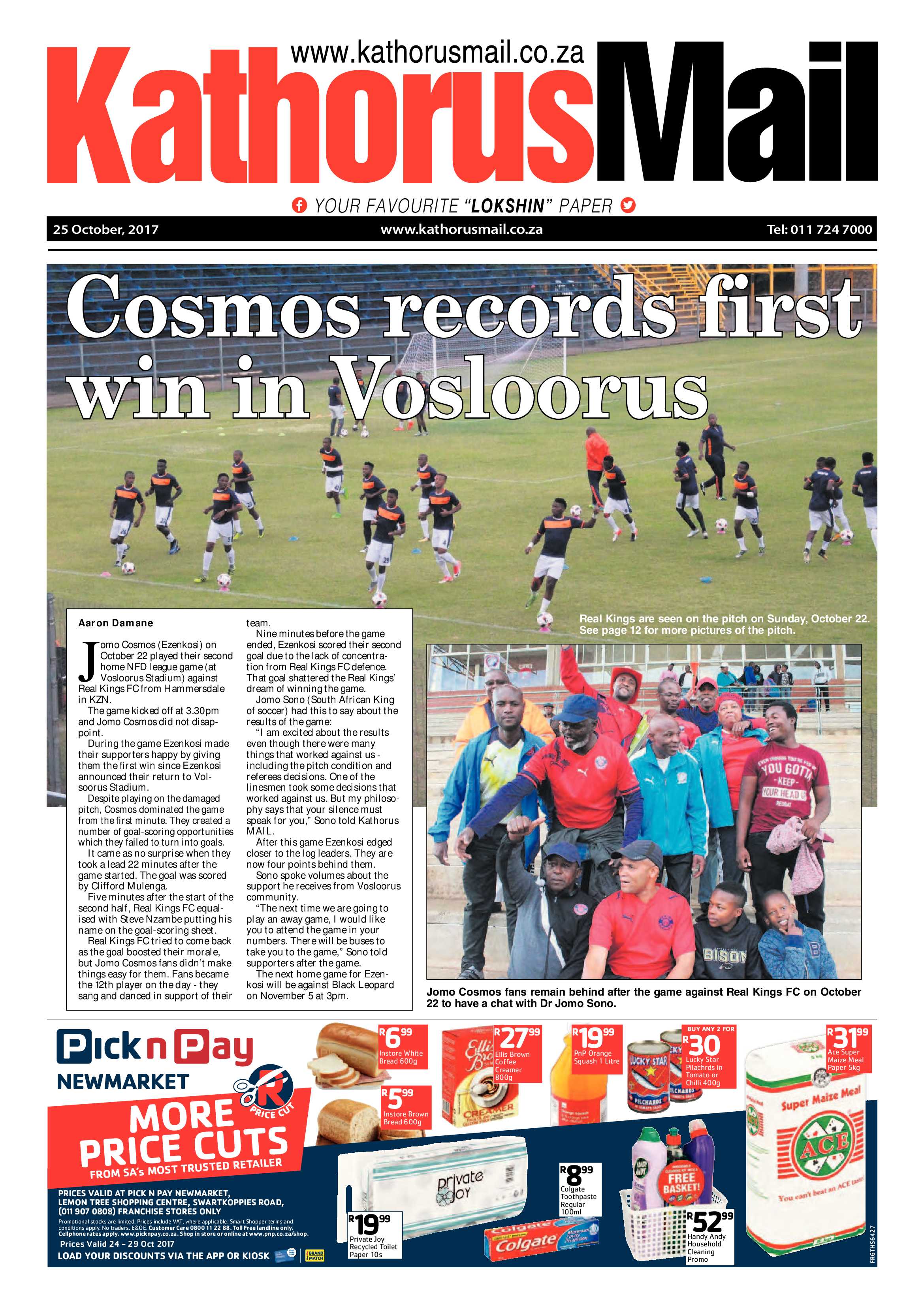 Kathorus Mail 25 October 2017 page 1