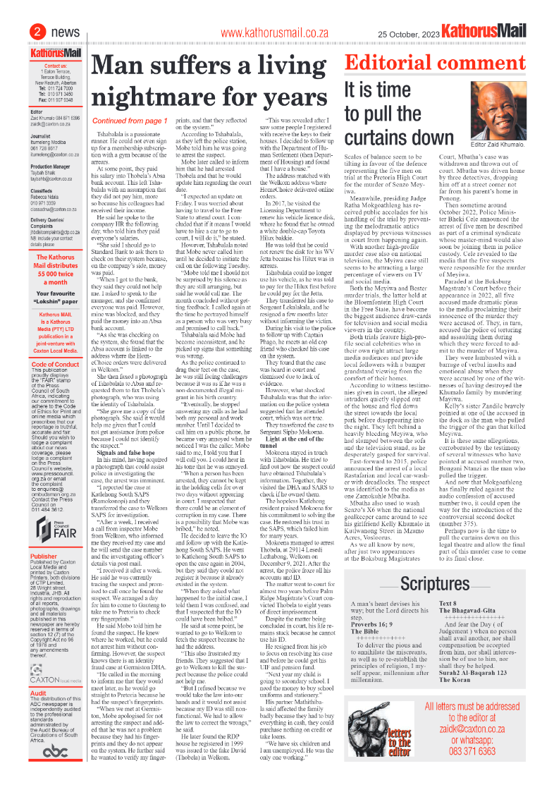 Kathorus Mail 25 October 2023 page 2