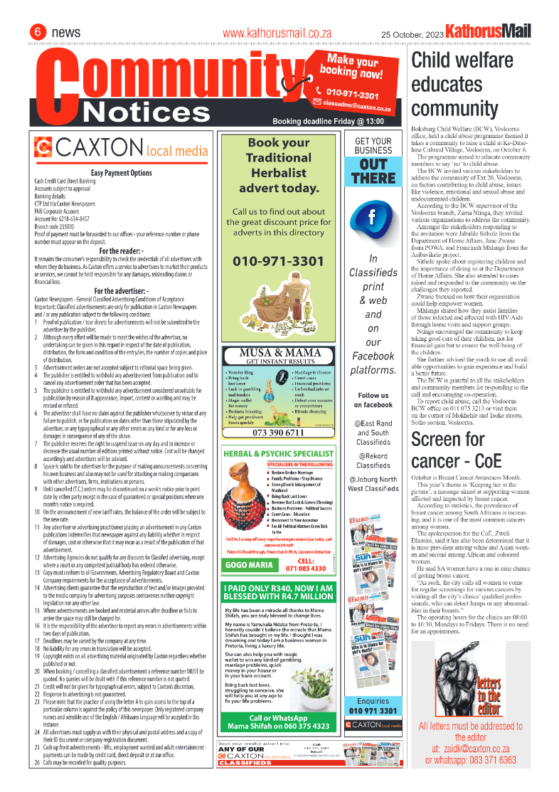Kathorus Mail 25 October 2023 page 6