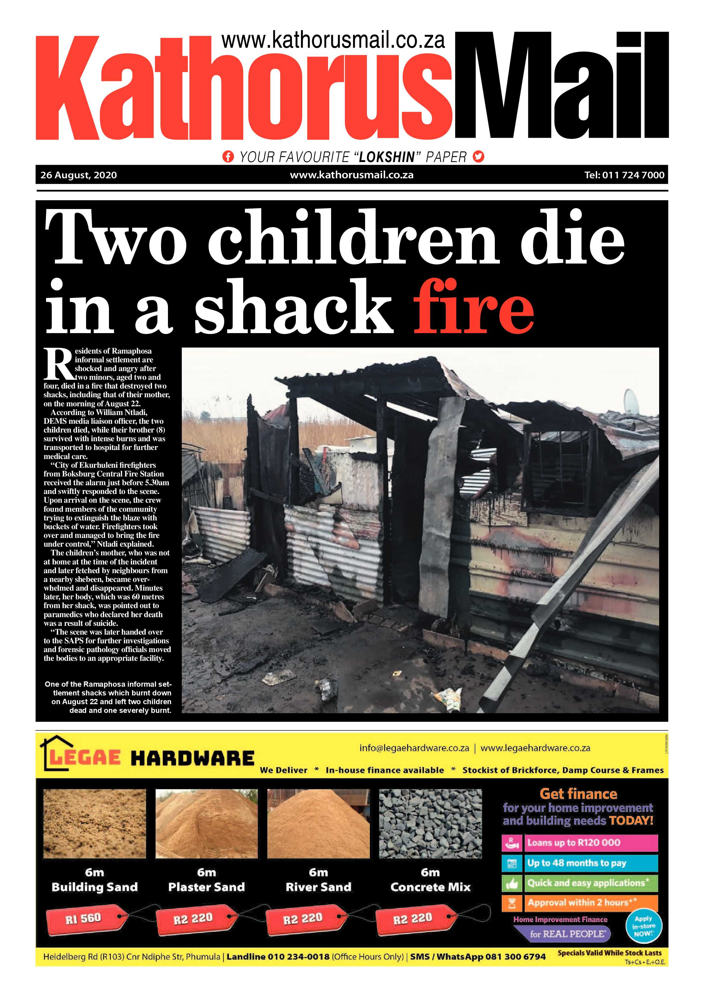 Kathorus Mail 26 August 2020 page 1