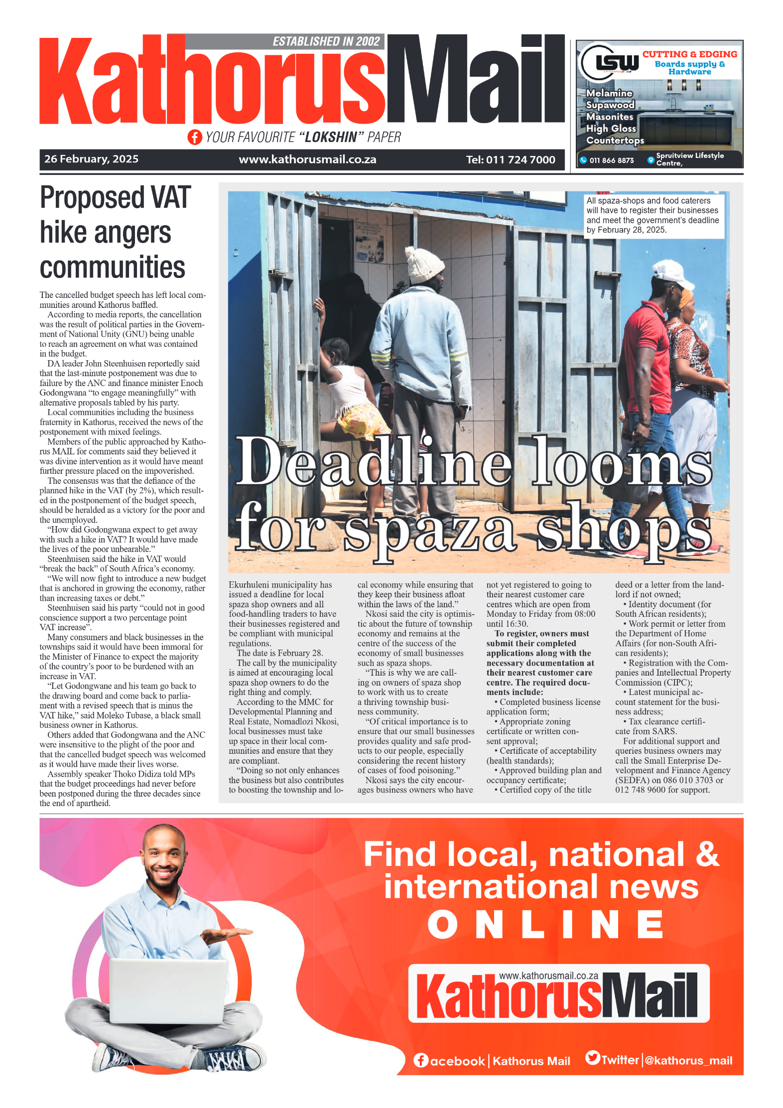 Kathorus Mail 26 February 2025 page 1
