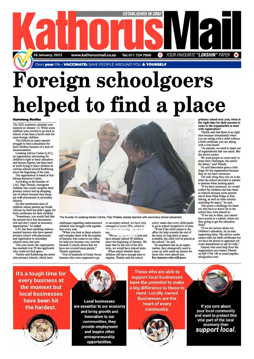 Kathorus Mail 26 January 2022 page 1