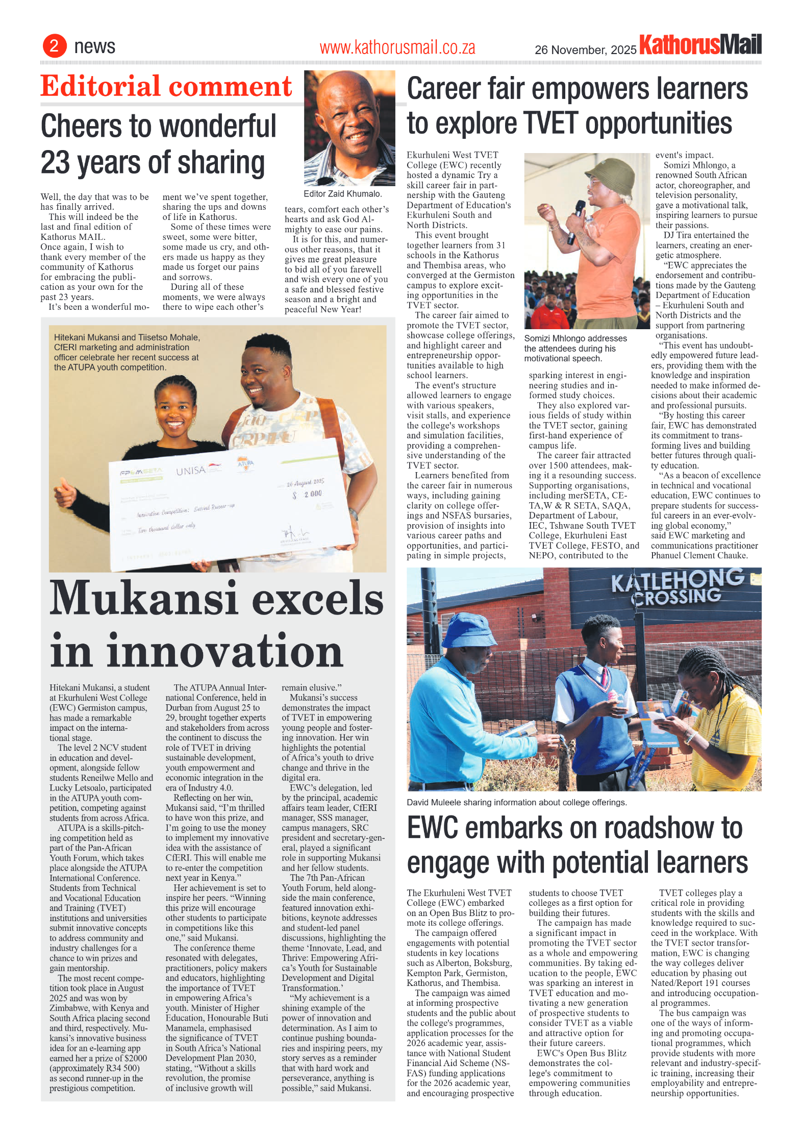 Kathorus Mail 26 November 2025 page 2
