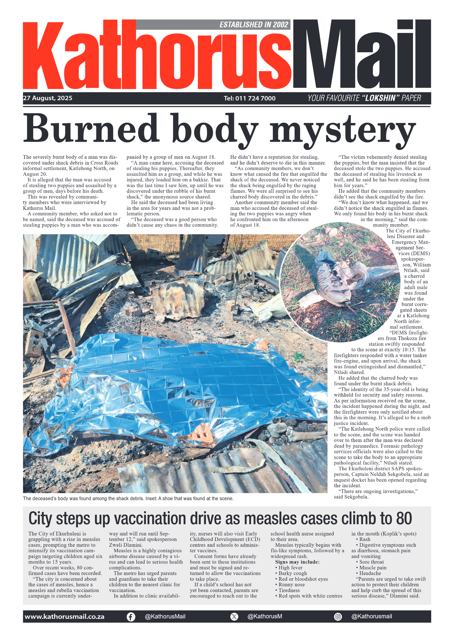 Kathorus Mail 27 August 2025 page 1