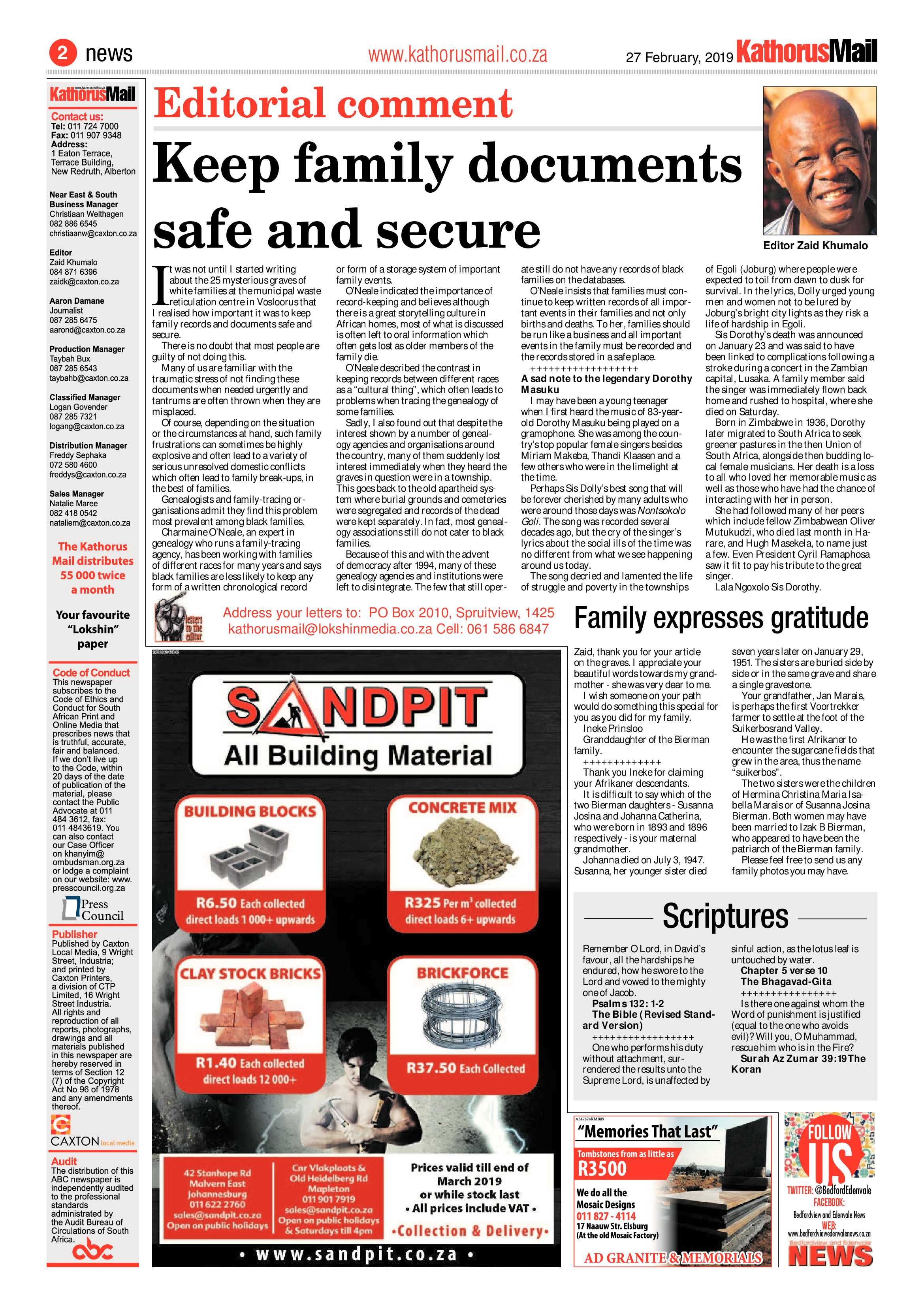 Kathorus Mail 27 February 2019 page 2
