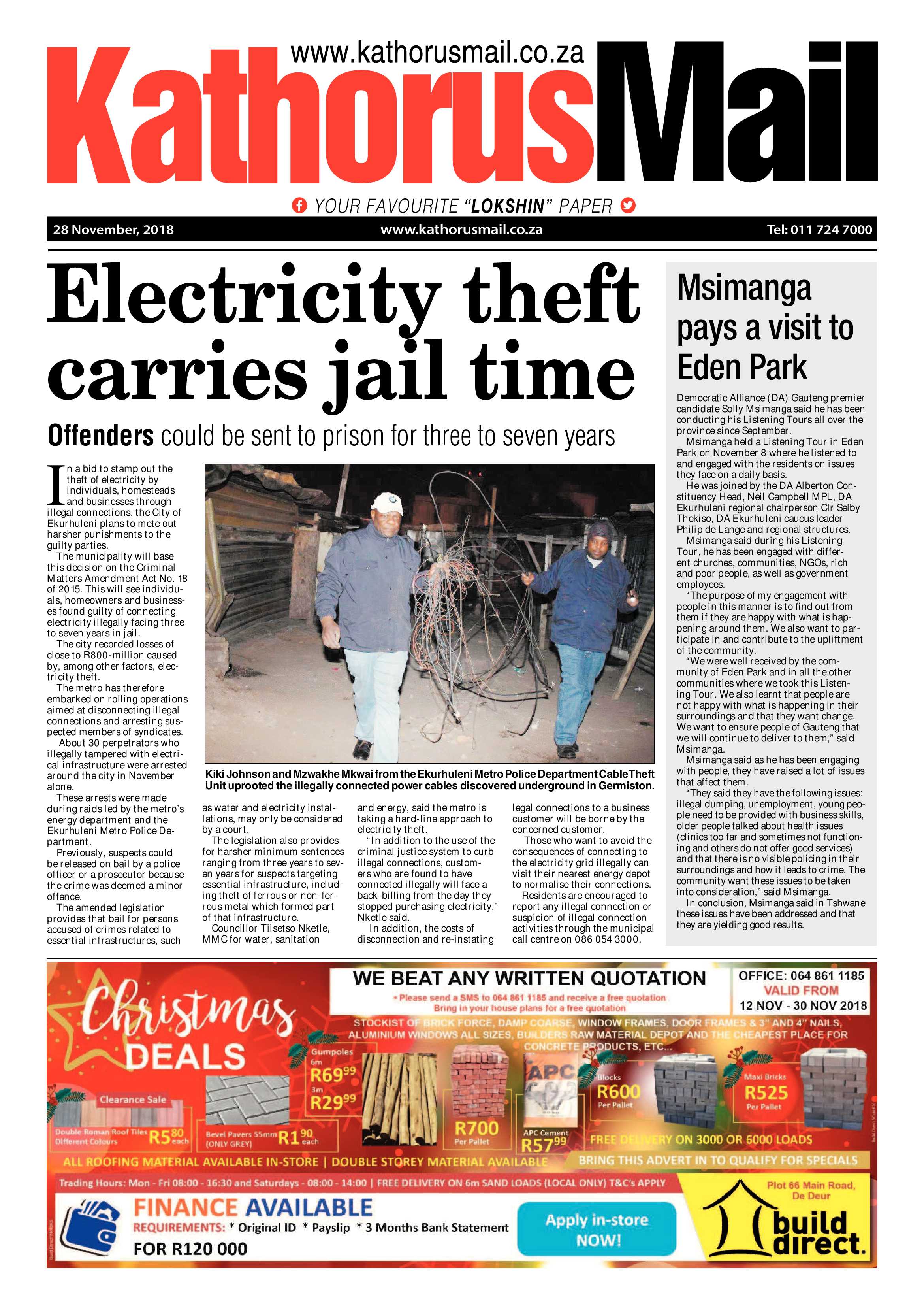 Kathorus Mail 28 November 2018 page 1