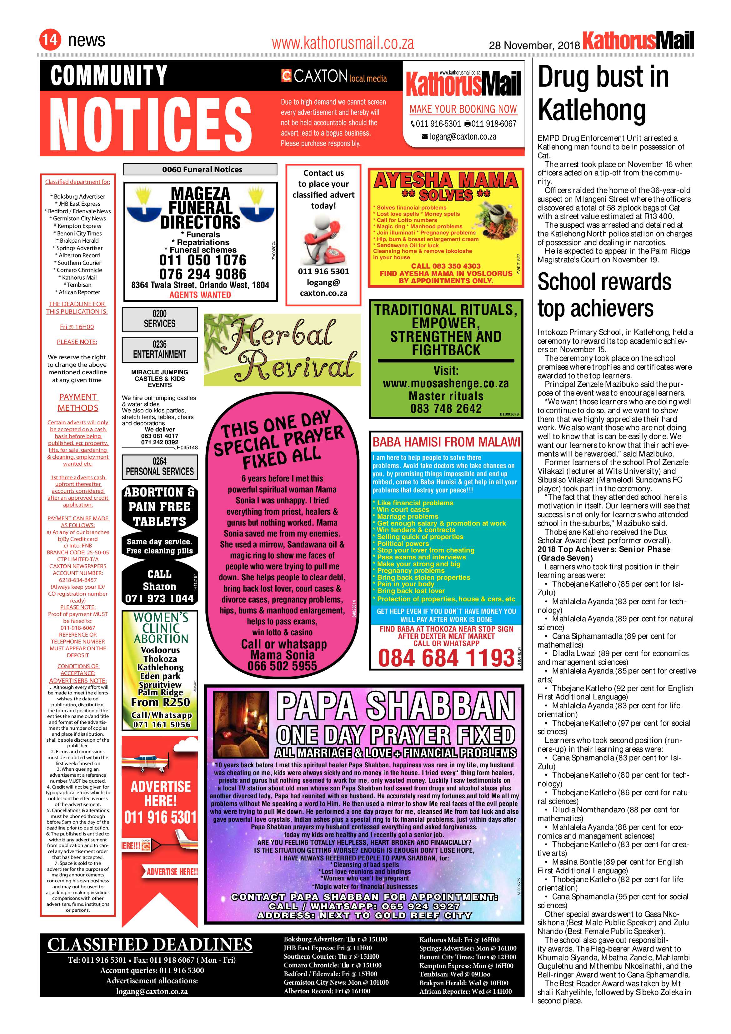 Kathorus Mail 28 November 2018 page 14