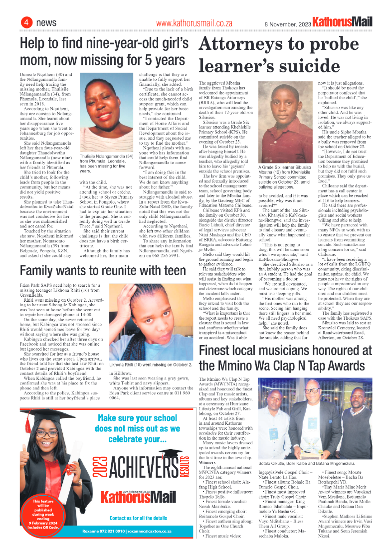 Kathorus Mail 8 November 2023 page 4