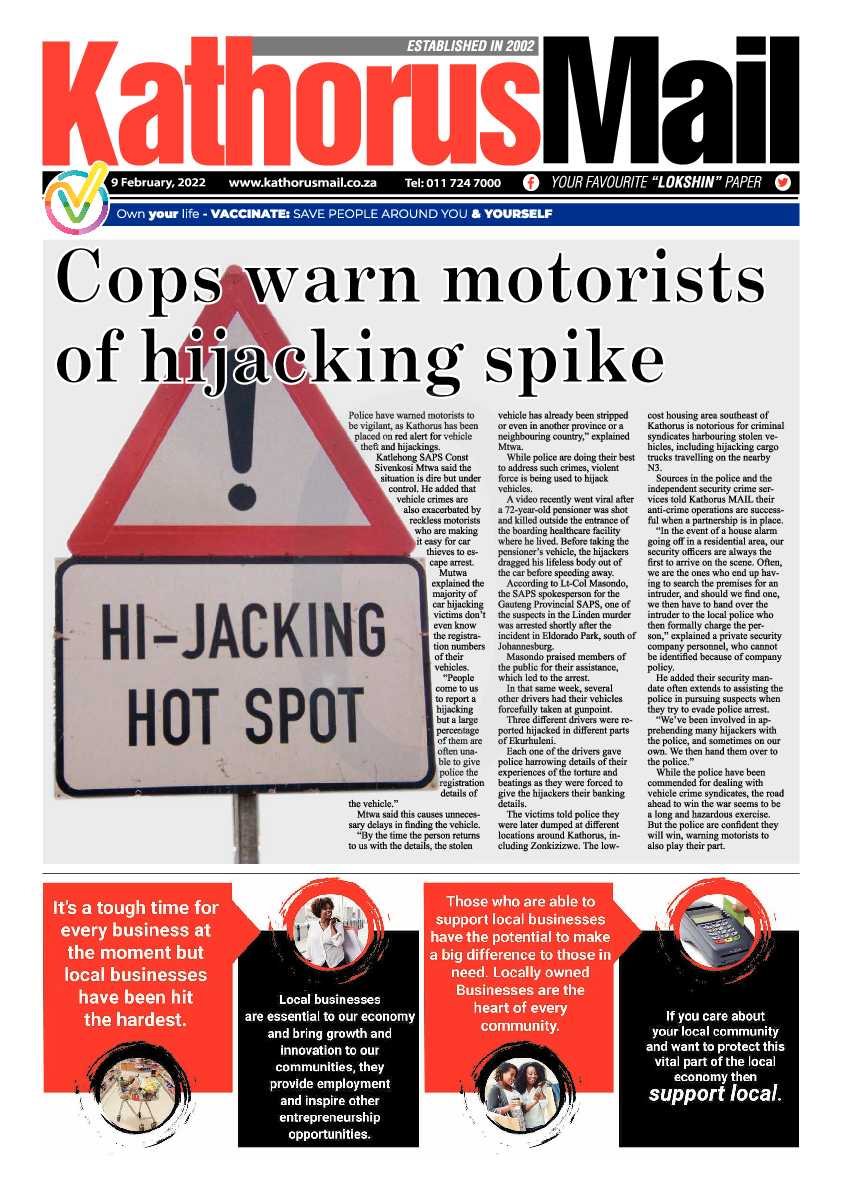 Kathorus Mail 9 February 2022 page 1